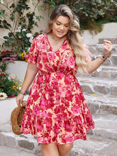 Load image into Gallery viewer, Plus Size Printed V-Neck Flutter Sleeve Dress
