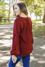 Load image into Gallery viewer, Ruched Notched Balloon Sleeve Blouse
