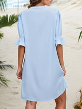 Load image into Gallery viewer, Notched Flounce Sleeve Mini Dress

