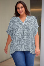 Load image into Gallery viewer, Plus Size Printed Notched Neck Half Sleeve Top (2 Styles Available)
