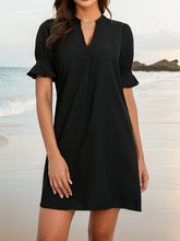 Load image into Gallery viewer, Notched Flounce Sleeve Mini Dress
