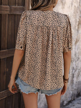 Load image into Gallery viewer, Leopard Notched Half Sleeve Blouse
