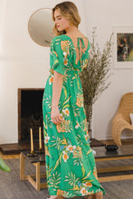 Load image into Gallery viewer, ODDI Full Size Floral Smocked Tied Back Maxi Dress
