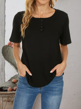 Load image into Gallery viewer, Cutout Round Neck Short Sleeve T-Shirt

