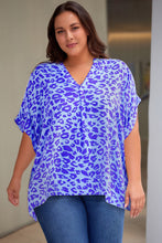 Load image into Gallery viewer, Plus Size Printed Notched Neck Half Sleeve Top (2 Styles Available)
