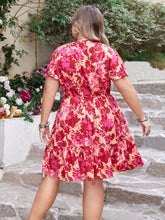 Load image into Gallery viewer, Plus Size Printed V-Neck Flutter Sleeve Dress
