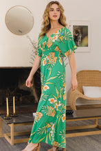 Load image into Gallery viewer, ODDI Full Size Floral Smocked Tied Back Maxi Dress
