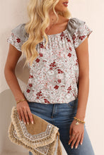 Load image into Gallery viewer, Ruffled Printed Round Neck Blouse
