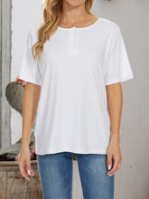 Load image into Gallery viewer, Cutout Round Neck Short Sleeve T-Shirt
