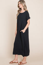 Load image into Gallery viewer, BOMBOM Round Neck Short Sleeve Midi Dress with Pockets
