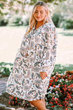 Load image into Gallery viewer, Plus Size Paisley Print Puff Sleeve Dress
