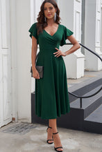 Load image into Gallery viewer, Flutter Sleeve Surplice Midi Dress

