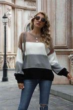 Load image into Gallery viewer, Color Block Round Neck Sweater
