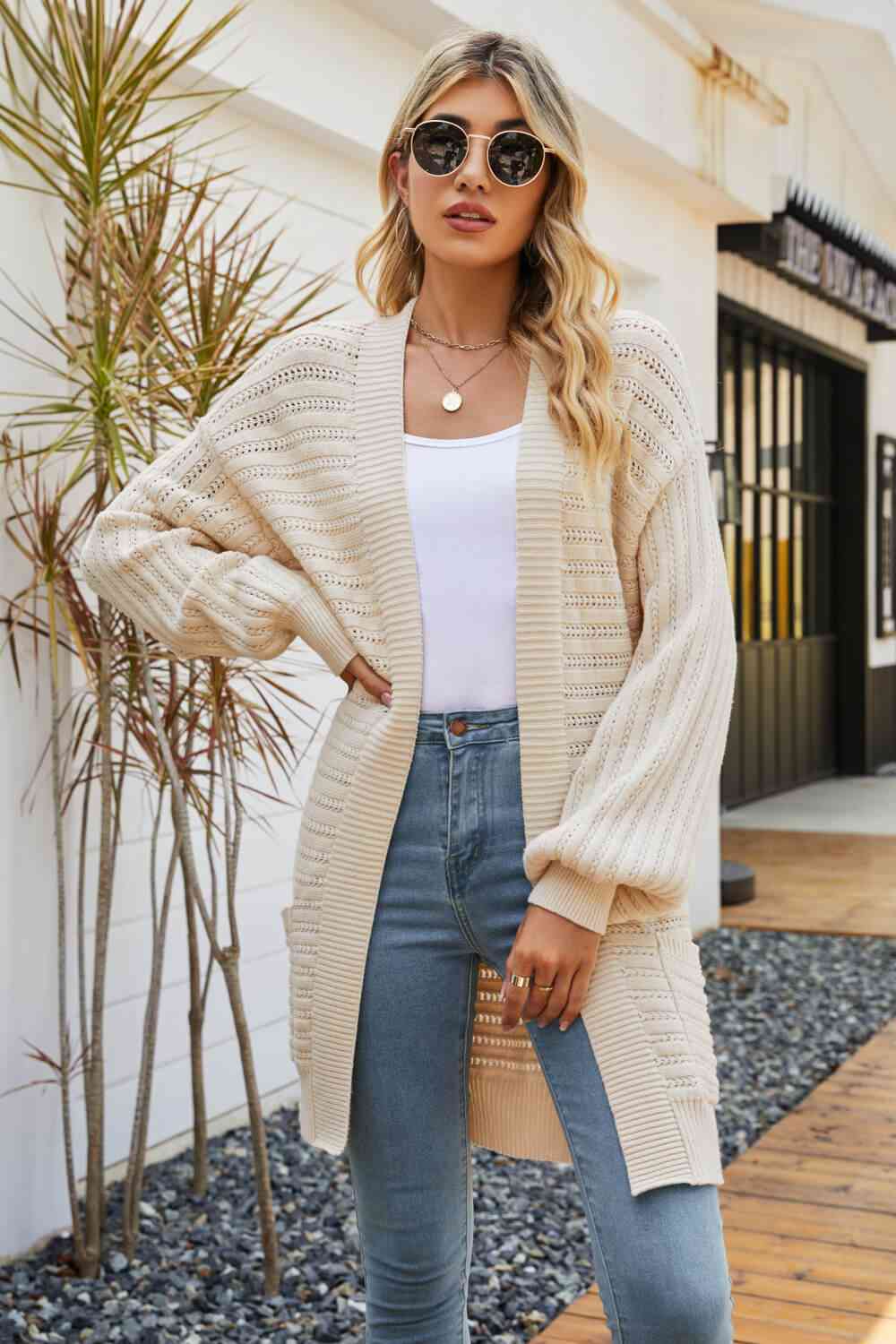 Open Front Dropped Shoulder Cardigan (Available in 3 Colors)
