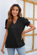 Load image into Gallery viewer, Swiss Dot Lace Trim Flounce Sleeve Blouse (Available in 6 Colors)
