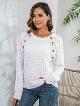 Load image into Gallery viewer, Decorative Button Long Sleeve Sweater (Available in White and Pink)
