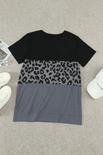 Load image into Gallery viewer, Leopard Print Color Block Short Sleeve T-Shirt
