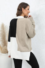 Load image into Gallery viewer, Color Block Crewneck Drop Shoulder Sweater
