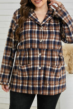 Load image into Gallery viewer, Plus Size Plaid Buttoned Collared Shacket

