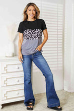 Load image into Gallery viewer, Double Take Leopard Print Color Block Short Sleeve T-Shirt
