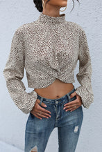 Load image into Gallery viewer, Leopard Print Mock Neck Crop Top
