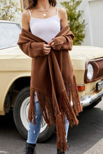 Load image into Gallery viewer, Fringe Hem Open Front Ribbed Trim Cardigan (2 Colors Available)
