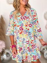 Load image into Gallery viewer, V-Neck Floral Print Long Sleeve Mini Dress
