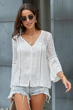 Load image into Gallery viewer, Flare Sleeve Spliced Lace V-Neck Shirt (Available in 5 Colors)
