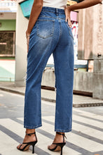 Load image into Gallery viewer, Distressed Buttoned Jeans with Pockets
