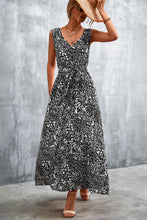 Load image into Gallery viewer, Printed V-Neck Tie Waist Maxi Dress (3 colors Available)
