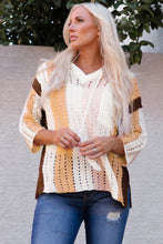 Load image into Gallery viewer, Color Block Openwork Hooded Sweater
