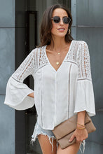 Load image into Gallery viewer, Flare Sleeve Spliced Lace V-Neck Shirt (Available in 5 Colors)
