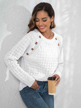 Load image into Gallery viewer, Decorative Button Long Sleeve Sweater (Available in White and Pink)
