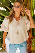 Load image into Gallery viewer, Bohemian Tassel Half Puff Sleeve Top  (2 Colors Available)
