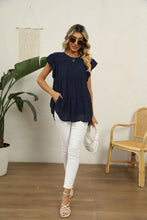 Load image into Gallery viewer, Swiss Dot Round Neck Tiered Blouse (8 Colors Available)
