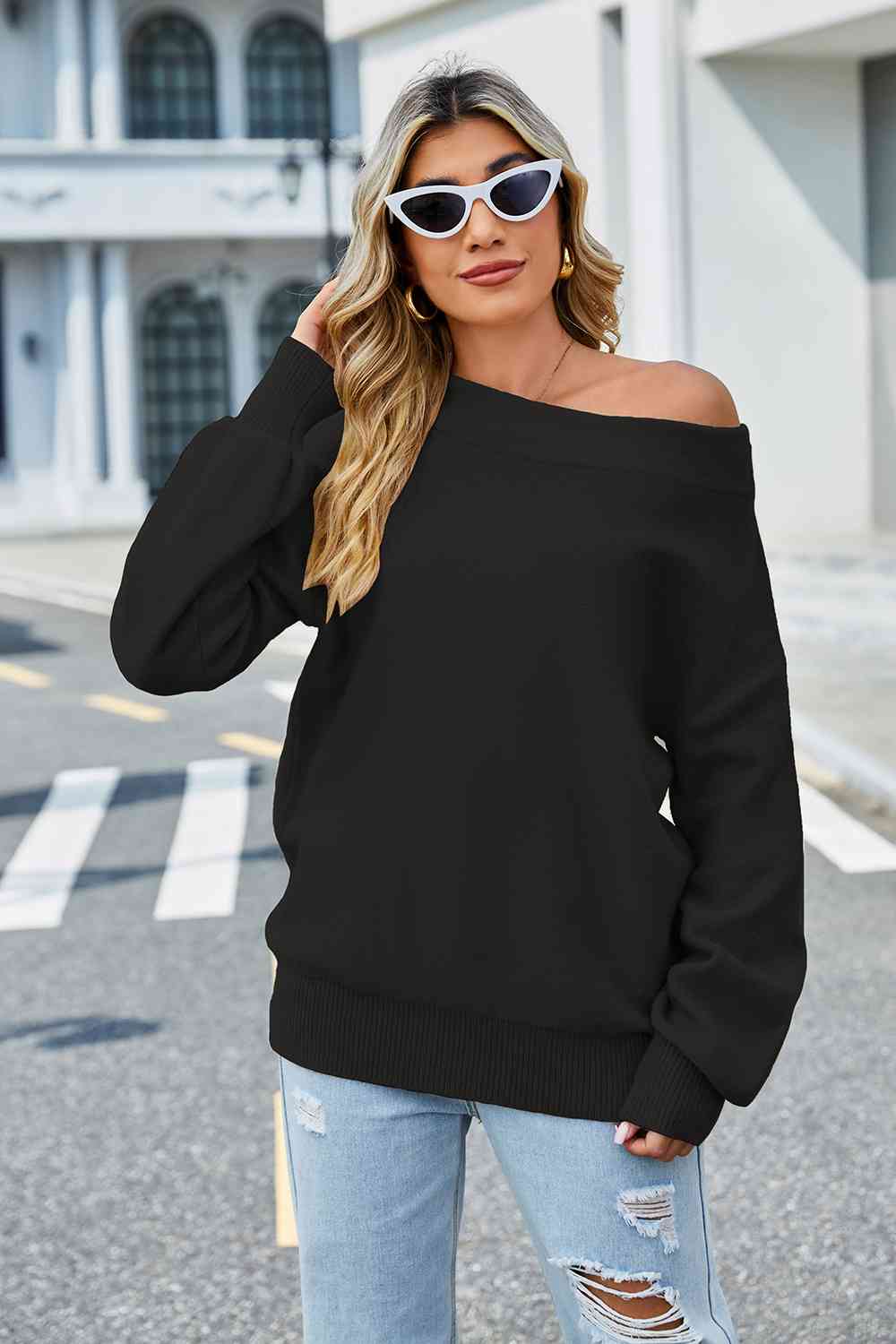 Long Sleeve Ribbed Trim Sweater (Available in 3 Colors)