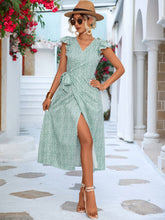 Load image into Gallery viewer, Printed Tied Flutter Sleeve Dress
