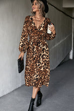 Load image into Gallery viewer, Animal Print Belted Midi Dress
