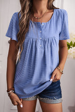 Load image into Gallery viewer, Quarter-Button Round Neck Short Sleeve Top (in 4 Colors)
