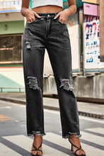 Load image into Gallery viewer, Distresssed Buttoned Loose Fit Jeans
