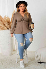 Load image into Gallery viewer, Plus Size Twist Front Balloon Sleeve Blouse

