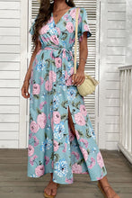 Load image into Gallery viewer, Floral Tie-Waist Slit Surplice Maxi Dress
