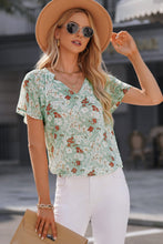 Load image into Gallery viewer, Floral Notched Neck Flutter Sleeve Blouse (Available in Different Colors)
