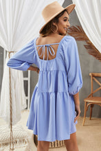 Load image into Gallery viewer, Square Neck Tie Back Tiered Dress (3 Colors Available)
