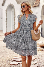 Load image into Gallery viewer, Floral Flutter Sleeve Notched Neck Tiered Dress (5 Colors Available)
