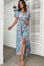 Load image into Gallery viewer, Floral Tie-Waist Slit Surplice Maxi Dress
