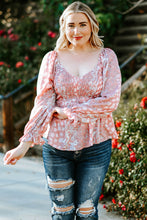 Load image into Gallery viewer, Plus Size Floral Smocked Flounce Sleeve Blouse
