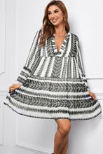 Load image into Gallery viewer, Printed Notched Neck Flare Sleeve Tiered Dress (3 Styles Available)
