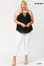 Load image into Gallery viewer, Plunging V-neckline Lattice Top With Scalloped Lace
