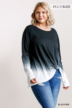 Load image into Gallery viewer, Ombre Print Long Sleeve Top With Gathered Front Detail And Raw Hem
